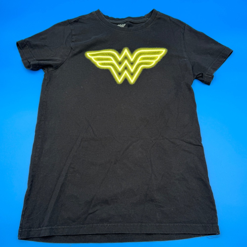 Kids Wonder Woman T Shirt Black XL 100% Cotton DC Comics Superhero Graphicā Tee